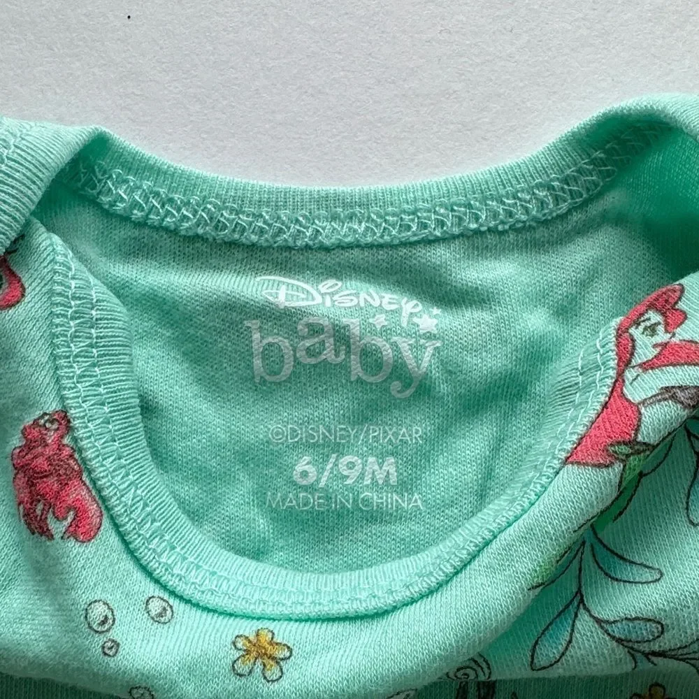 Disney Baby Ariel Sea Green Bodysuit Size 6-9 Months